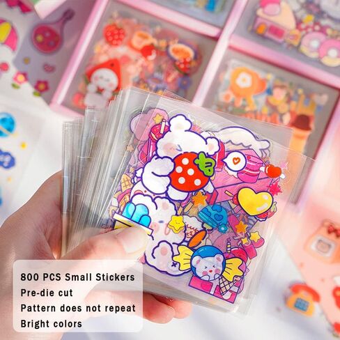 Cute Cartoon Bunny Bear Stickers, EAMOTOL 100 Sheets Kawaii Animals Transparent PET Scrapbooking Clipping Supplies Decals for Journaling Planners Collage Junk Journal Bullet Album Calendar Phone Case in Saudi Arabia