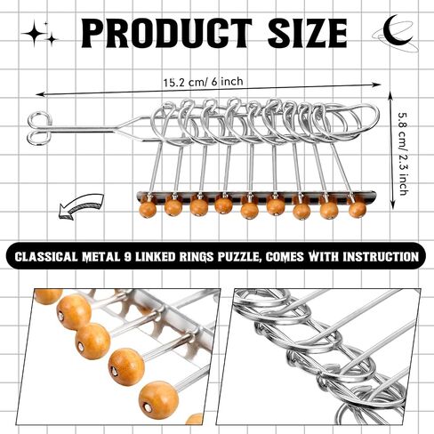 Yilloog Metal Brain Teaser Puzzles Set of 36 with Pouch, Steel IQ Games Physics Mind Metal Puzzles for Adults Basket Stocking Stuffers for Boys Girls Adults Challenge Gifts (Easy) in Saudi Arabia