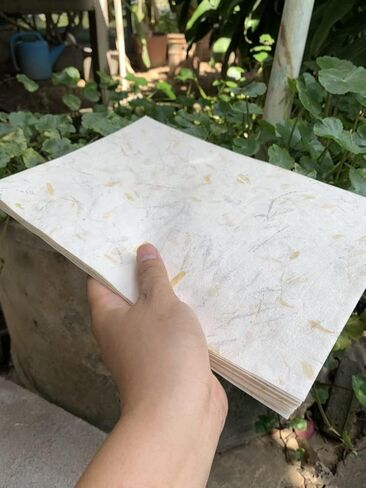 Handmade A4 Thick Mulberry Paper Sheets, Handmade Paper, Painting, Writing, Decorative Paper, Card Making Paper DIY Craft, 20pcs (Butterfly Pea Flowers/Grass Flowers, A4) in Saudi Arabia