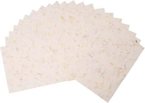 Handmade A4 Thick Mulberry Paper Sheets, Handmade Paper, Painting, Writing, Decorative Paper, Card Making Paper DIY Craft, 20pcs (Butterfly Pea Flowers/Grass Flowers, A4) in Saudi Arabia