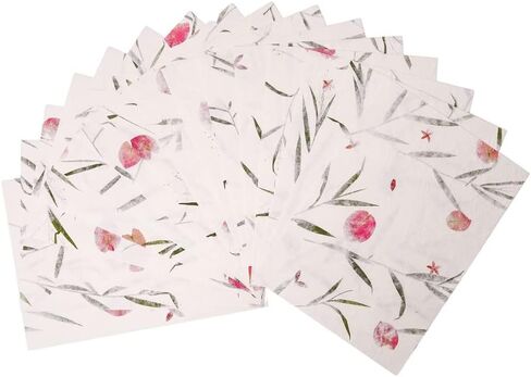 Handmade A4 Thick Mulberry Paper Sheets, Handmade Paper, Painting, Writing, Decorative Paper, Card Making Paper DIY Craft, 20pcs (Butterfly Pea Flowers/Grass Flowers, A4) in Saudi Arabia