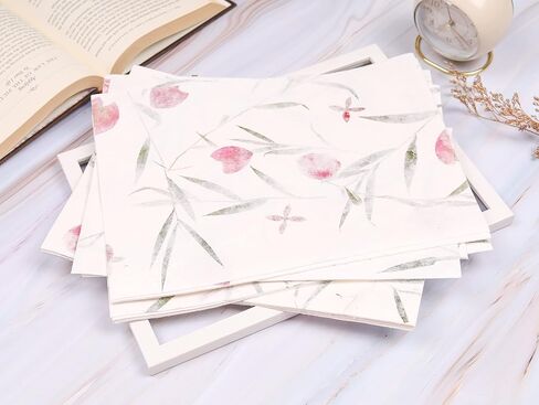 Handmade A4 Thick Mulberry Paper Sheets, Handmade Paper, Painting, Writing, Decorative Paper, Card Making Paper DIY Craft, 20pcs (Butterfly Pea Flowers/Grass Flowers, A4) in Saudi Arabia