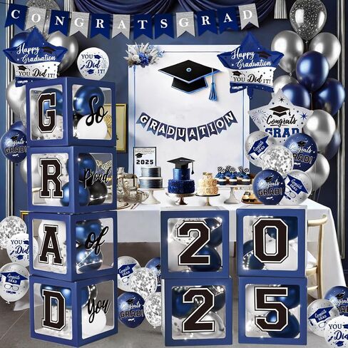 Graduation Decorations Class of 2025 - Red and Black Graduation Decorations - Balloons Boxes with Letters 2025 GRAD So Proud of You, Congrats Grad Party Decorations for Any Grades in Saudi Arabia
