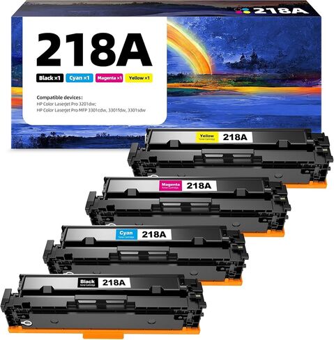 218A 218X (Need CHIP) Toner Cartridge Replacement for HP 218 A for HP218A 218X Compatible with Color Laserjet Pro 3201dw MFP 3301 Series (W2180A W2181A W2182A W2183A - 4 Pack) in Saudi Arabia