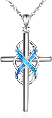 POPLYKE 925 Sterling Silver Cross Necklaces for Women Pendant Christian Jewelry for Women 18"+2" and 20"+2" chain in Kuwait