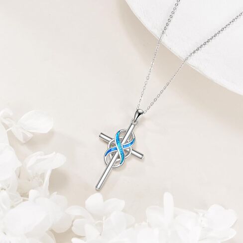 POPLYKE 925 Sterling Silver Cross Necklaces for Women Pendant Christian Jewelry for Women 18"+2" and 20"+2" chain in Kuwait