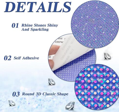 ملصقات Bling Rhinestone Purple AB ملصق صفيحة راينستون من الكريستال للاصطدام لصياغة DIY الحرف الزفاف الزفاف عيد الميلاد ديكور سيارة 9.4 × 7.9 بوصة مع 3 ملم رينستون in Saudi Arabia