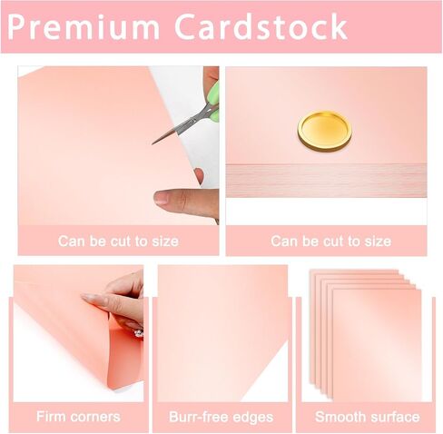 Whaline 30 Sheet Rose Gold Pink Shimmer Cardstock 8.3 x 11.7 Inch Thick Card Stock Paper 92lb/250gsm Printer Paper for Prints DIY Craft Making Supplies in Saudi Arabia
