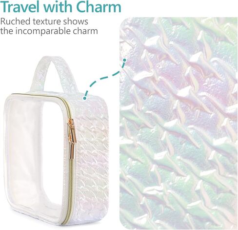 PACKISM TSA Approved Toiletry Bag - 180° Large Opening Clear Makeup Bags with Handle, Suitable for Gifts, Clear Toiletry Bags for Traveling Travel Essentials, Rose Pink in Kuwait