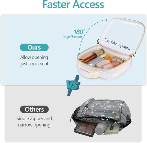 PACKISM TSA Approved Toiletry Bag - 180° Large Opening Clear Makeup Bags with Handle, Suitable for Gifts, Clear Toiletry Bags for Traveling Travel Essentials, Rose Pink in Kuwait