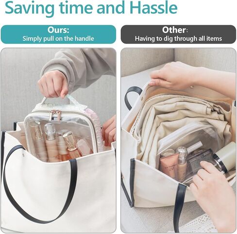 PACKISM TSA Approved Toiletry Bag - 180° Large Opening Clear Makeup Bags with Handle, Suitable for Gifts, Clear Toiletry Bags for Traveling Travel Essentials, Rose Pink in Kuwait