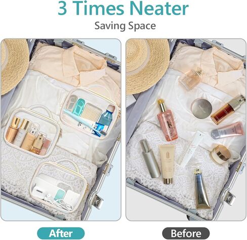 PACKISM TSA Approved Toiletry Bag - 180° Large Opening Clear Makeup Bags with Handle, Suitable for Gifts, Clear Toiletry Bags for Traveling Travel Essentials, Rose Pink in Kuwait