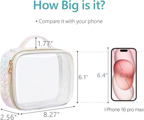 PACKISM TSA Approved Toiletry Bag - 180° Large Opening Clear Makeup Bags with Handle, Suitable for Gifts, Clear Toiletry Bags for Traveling Travel Essentials, Rose Pink in Kuwait