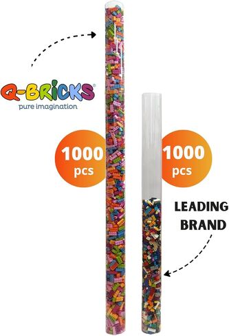 1000-Piece Building Set with Classic Building Blocks - Building Blocks 1x4, 2x2, and 2x4-6 Colors - 100% Compatible with Major Brands - Made in The EU in Saudi Arabia