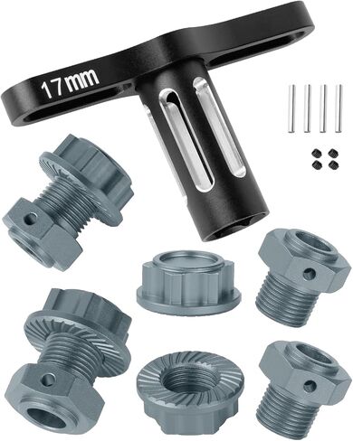 RC 17MM Wheel Hex Hubs & Wheel Nuts & Wheel Wrench Upgrades Part for 1/8 Mojave 4x4 4S BLX,1/10 Outcast 4S V2 BLX,Kraton 4S V2 BLX,Alloy Wheel Hex Hubs Wheel Nuts,Navy Blue in Saudi Arabia