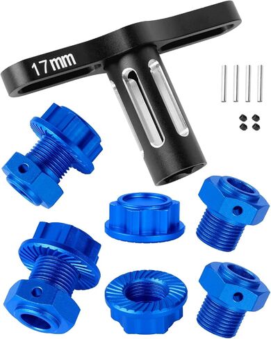 RC 17MM Wheel Hex Hubs & Wheel Nuts & Wheel Wrench Upgrades Part for 1/8 Mojave 4x4 4S BLX,1/10 Outcast 4S V2 BLX,Kraton 4S V2 BLX,Alloy Wheel Hex Hubs Wheel Nuts,Navy Blue in Saudi Arabia