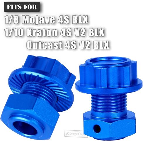 RC 17MM Wheel Hex Hubs & Wheel Nuts & Wheel Wrench Upgrades Part for 1/8 Mojave 4x4 4S BLX,1/10 Outcast 4S V2 BLX,Kraton 4S V2 BLX,Alloy Wheel Hex Hubs Wheel Nuts,Navy Blue in Saudi Arabia