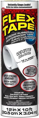 Flex Tape, 12 in x 10 ft, White, Original Thick Flexible Rubberized Waterproof Tape - Seal and Patch Leaks, Works Underwater, Indoor Outdoor Projects - Home RV Roof Plumbing and Pool Repairs in Saudi Arabia