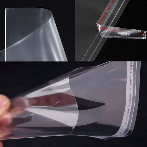 2"x6" Long Cellophane Bags 100pcs Clear Self Adhesive Cello Baggies 2mil Skinny Self Stick Glassine Bags for Candy Crafts Bracelet Oil Pastel Disposable Tableware Watch Hairpin Key Chain in Saudi Arabia