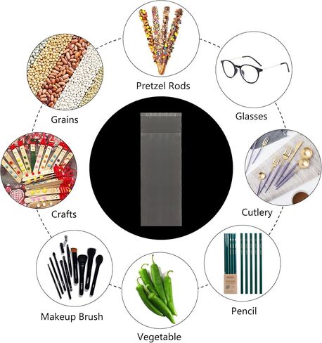 2"x6" Long Cellophane Bags 100pcs Clear Self Adhesive Cello Baggies 2mil Skinny Self Stick Glassine Bags for Candy Crafts Bracelet Oil Pastel Disposable Tableware Watch Hairpin Key Chain in Saudi Arabia