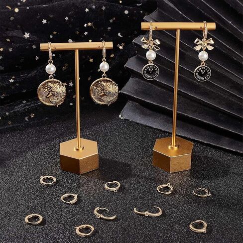 Beebeecraft 1 Box 14Pcs Cubic Zirconia Leverback Hooks 18K Gold Plated Huggie Hoop Earring Findings French Clip Ear Hooks with Loop for DIY Earring Making in Saudi Arabia