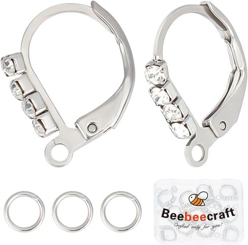 Beebeecraft 1 Box 14Pcs Cubic Zirconia Leverback Hooks 18K Gold Plated Huggie Hoop Earring Findings French Clip Ear Hooks with Loop for DIY Earring Making in Saudi Arabia