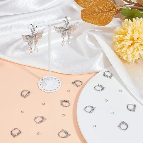 Beebeecraft 1 Box 14Pcs Cubic Zirconia Leverback Hooks 18K Gold Plated Huggie Hoop Earring Findings French Clip Ear Hooks with Loop for DIY Earring Making in Saudi Arabia