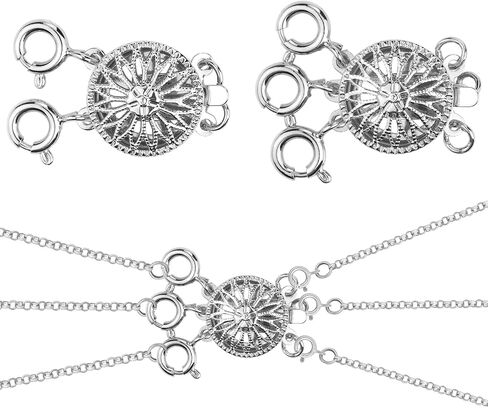 2 PCS Necklace Layering Clasps, Necklace Layering Clasps & Chain Extenders, Tangle Free Jewelry Locking Clasp Converter for Stackable Multiple Necklace (Silver) in Saudi Arabia