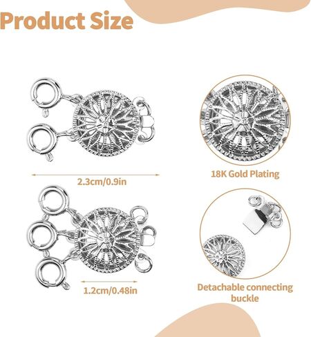 2 PCS Necklace Layering Clasps, Necklace Layering Clasps & Chain Extenders, Tangle Free Jewelry Locking Clasp Converter for Stackable Multiple Necklace (Silver) in Saudi Arabia