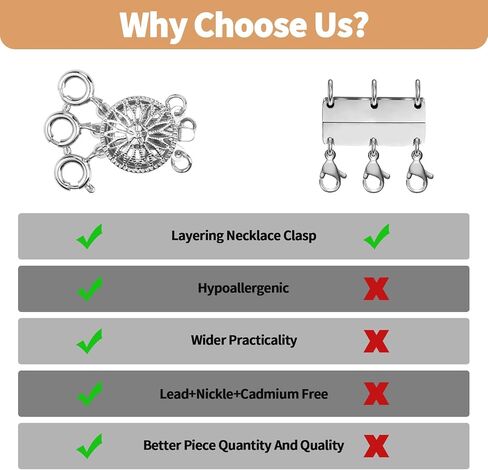 2 PCS Necklace Layering Clasps, Necklace Layering Clasps & Chain Extenders, Tangle Free Jewelry Locking Clasp Converter for Stackable Multiple Necklace (Silver) in Saudi Arabia