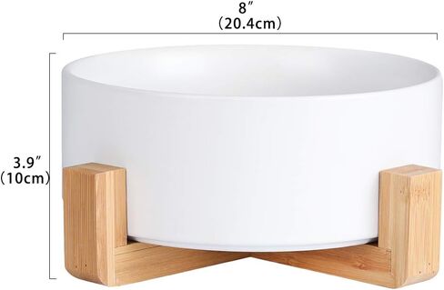 Ceramic Dog Bowl - Cat Dog Bowls with Non Slip Wood Stand - No Spill Pet Dish for Food Water Feeding Extra High Capacity (8 Cup-Suitable for Large Sized Dog) in Saudi Arabia