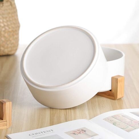 Ceramic Dog Bowl - Cat Dog Bowls with Non Slip Wood Stand - No Spill Pet Dish for Food Water Feeding Extra High Capacity (8 Cup-Suitable for Large Sized Dog) in Saudi Arabia