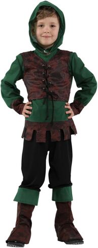 Archer Costume Kids,Green Peter Pan Costume with Hat Medieval Renaissance Fairy Cosplay Halloween Costume for Boys in Saudi Arabia