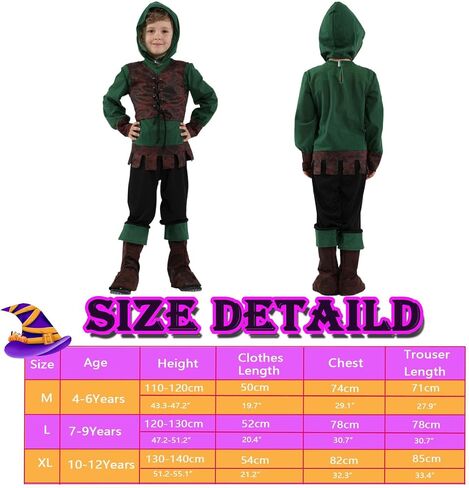Archer Costume Kids,Green Peter Pan Costume with Hat Medieval Renaissance Fairy Cosplay Halloween Costume for Boys in Saudi Arabia
