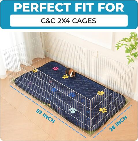 Washable Guinea Pig Cage Liners for C&C 2x4 (57"x28"), Fast-Drying, Leakproof & Absorbent Rabbit Bedding for Indoor, Non-Slip Mat for Under Dog Crate & Floor, Waterproof Puppy Pads & Blankets in Saudi Arabia