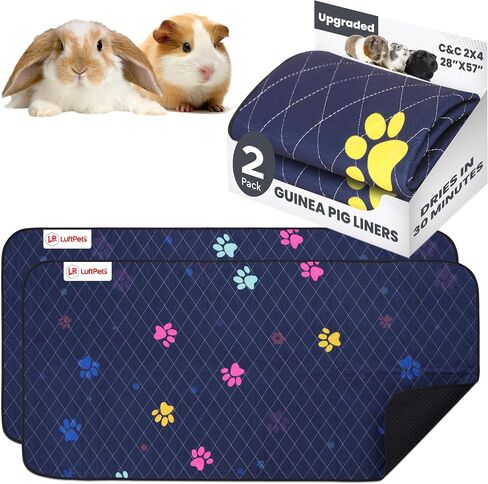 Washable Guinea Pig Cage Liners for C&C 2x4 (57"x28"), Fast-Drying, Leakproof & Absorbent Rabbit Bedding for Indoor, Non-Slip Mat for Under Dog Crate & Floor, Waterproof Puppy Pads & Blankets in Saudi Arabia