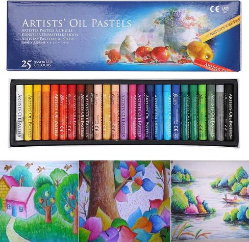Oil Pastel Set,Professional Painting Soft Oil Pastels Drawing Graffiti Art Crayons Washable Round Non Toxic Pastel Sticks for Artist,Kids,Student,Beginner (25 Colors) in Saudi Arabia