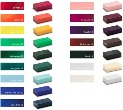 Encaustic Art The Original - BASIC SELECTION Set of 16 -Encaustic Wax Block Colors Set -Non-Toxic, Beeswax For Encaustic Art Supplies -Handcrafted in Germany in Saudi Arabia