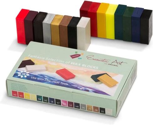 Encaustic Art The Original - BASIC SELECTION Set of 16 -Encaustic Wax Block Colors Set -Non-Toxic, Beeswax For Encaustic Art Supplies -Handcrafted in Germany in Saudi Arabia