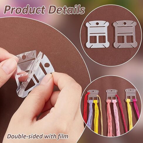 PH PandaHall 30PCS Embroidery Floss Organizer, Rectangle Cross Stitch Bobbins Gourd Shape Thread Bobbin Clear Acrylic Thread Drops Floss for Cross Stitch Craft DIY Sewing Storage, 3.8x4.5cm in Saudi Arabia