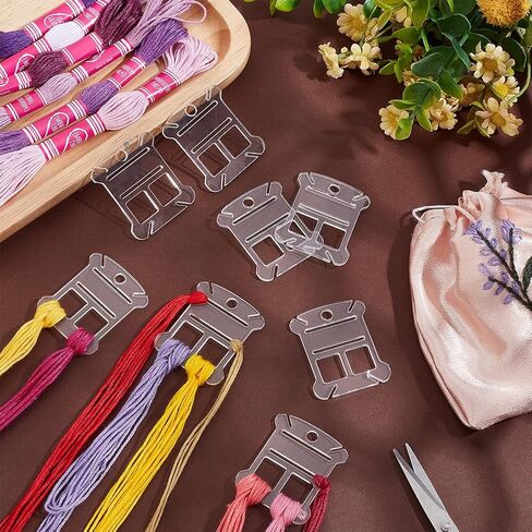 PH PandaHall 30PCS Embroidery Floss Organizer, Rectangle Cross Stitch Bobbins Gourd Shape Thread Bobbin Clear Acrylic Thread Drops Floss for Cross Stitch Craft DIY Sewing Storage, 3.8x4.5cm in Saudi Arabia