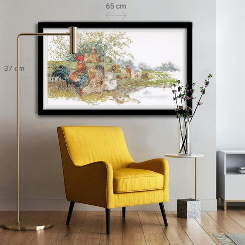 Thea Gouverneur - Counted Cross Stitch Kit - Chickens - Aida - 16 Count - Embroidery Kit for Adults - DMC Embroidery Threads and Other Cross Stitch Supplies Included - 2038A in Kuwait