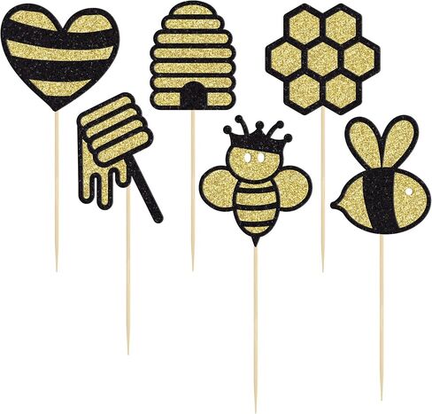 Gyufise 11Pcs Bumble Bee Cake Toppers Honeycomb Flower Oh Babee Cupcake Picks Gender Reveal Cake Decorations for Baby Shower Kids Boys Girls Birthday Party Supplies in Saudi Arabia