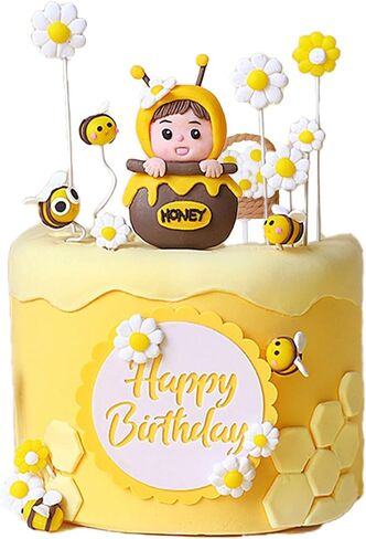 Gyufise 11Pcs Bumble Bee Cake Toppers Honeycomb Flower Oh Babee Cupcake Picks Gender Reveal Cake Decorations for Baby Shower Kids Boys Girls Birthday Party Supplies in Saudi Arabia