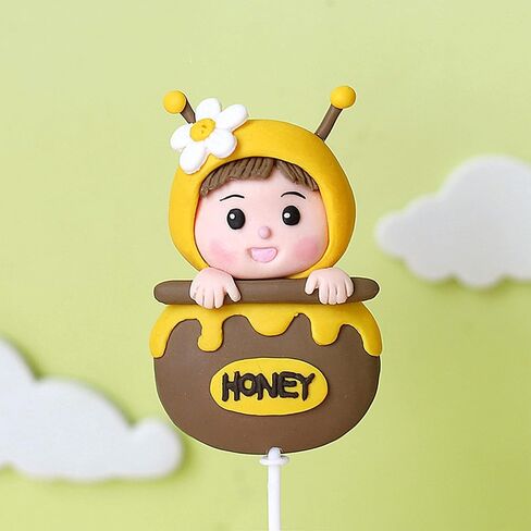 Gyufise 11Pcs Bumble Bee Cake Toppers Honeycomb Flower Oh Babee Cupcake Picks Gender Reveal Cake Decorations for Baby Shower Kids Boys Girls Birthday Party Supplies in Saudi Arabia