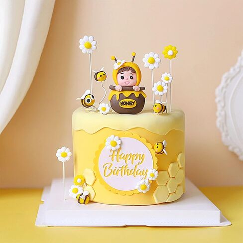 Gyufise 11Pcs Bumble Bee Cake Toppers Honeycomb Flower Oh Babee Cupcake Picks Gender Reveal Cake Decorations for Baby Shower Kids Boys Girls Birthday Party Supplies in Saudi Arabia
