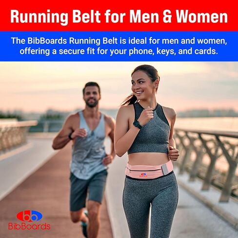 Running Belt for Men & Women - Water & Sweat-Resistant No Bounce Runners Fanny Pack for Phone, Keys, Cards & Money, Adjustable Running Band for Marathon, Jogging, Hiking, Cycling - Black in Kuwait