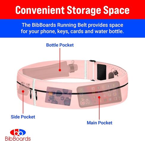 Running Belt for Men & Women - Water & Sweat-Resistant No Bounce Runners Fanny Pack for Phone, Keys, Cards & Money, Adjustable Running Band for Marathon, Jogging, Hiking, Cycling - Black in Kuwait