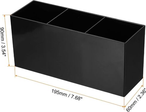 PATIKIL 3 Compartments Clear Acrylic Pen Holder, Pencil Holder Pen Organizer Pencil Cup Makeup Brush Holder Square for Countertop Desk, Black in Kuwait