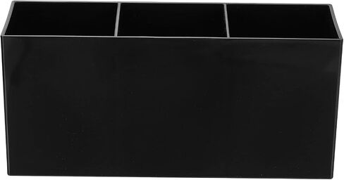 PATIKIL 3 Compartments Clear Acrylic Pen Holder, Pencil Holder Pen Organizer Pencil Cup Makeup Brush Holder Square for Countertop Desk, Black in Kuwait